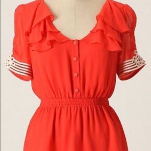 Anthropologie Silk Vermillion Blouse